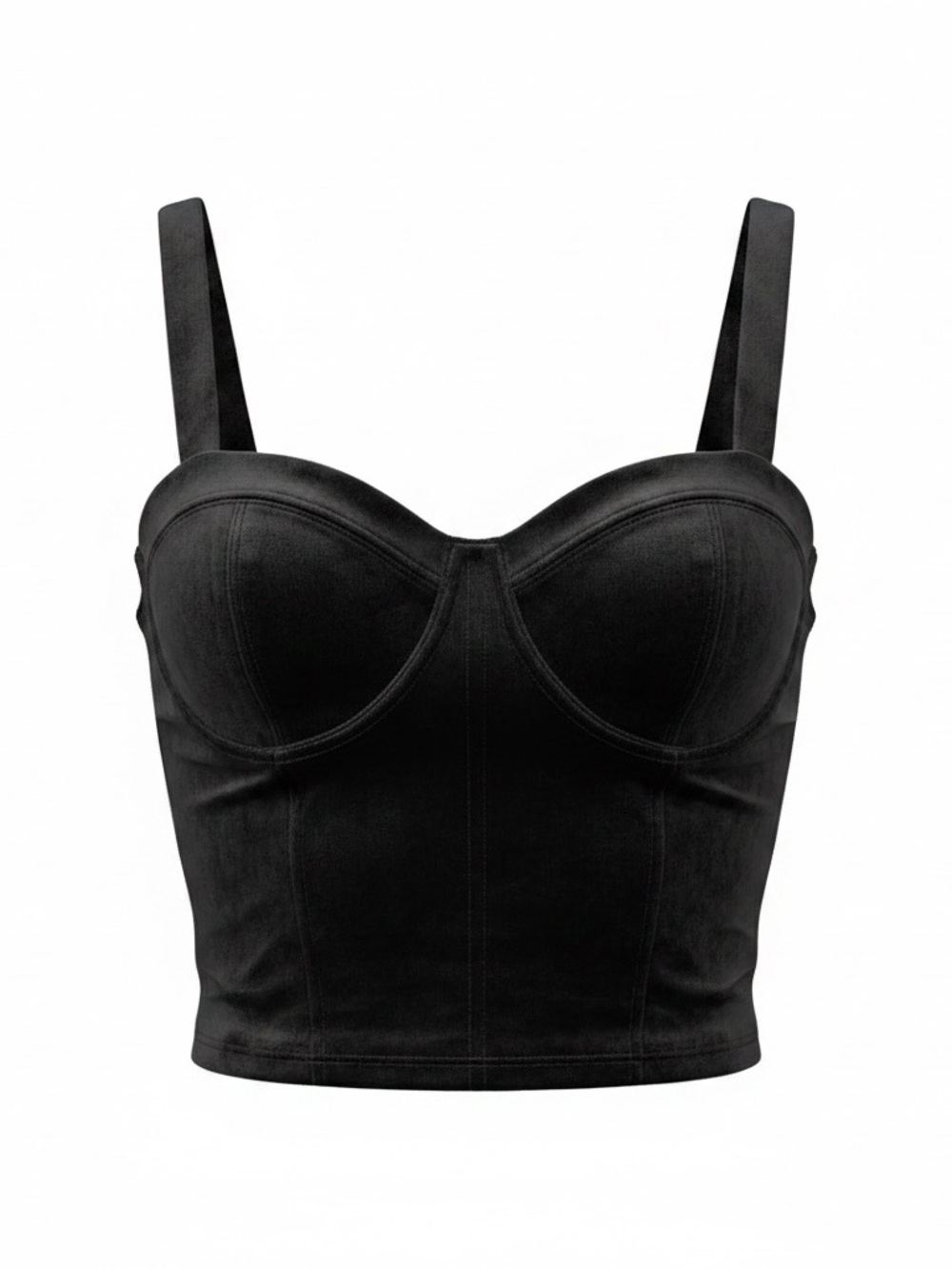 No Boundaries Black Velvet Bustier Crop